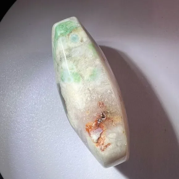 Green Flower Agate Crystal Palmstone (7) - Picture 3 of 11